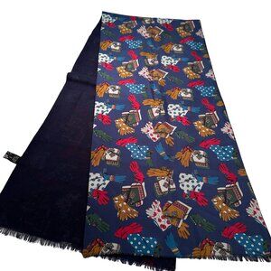 Saldarini Liberty Italy Wool Silk Neck Scarf Shawl Gloves Travel Blue